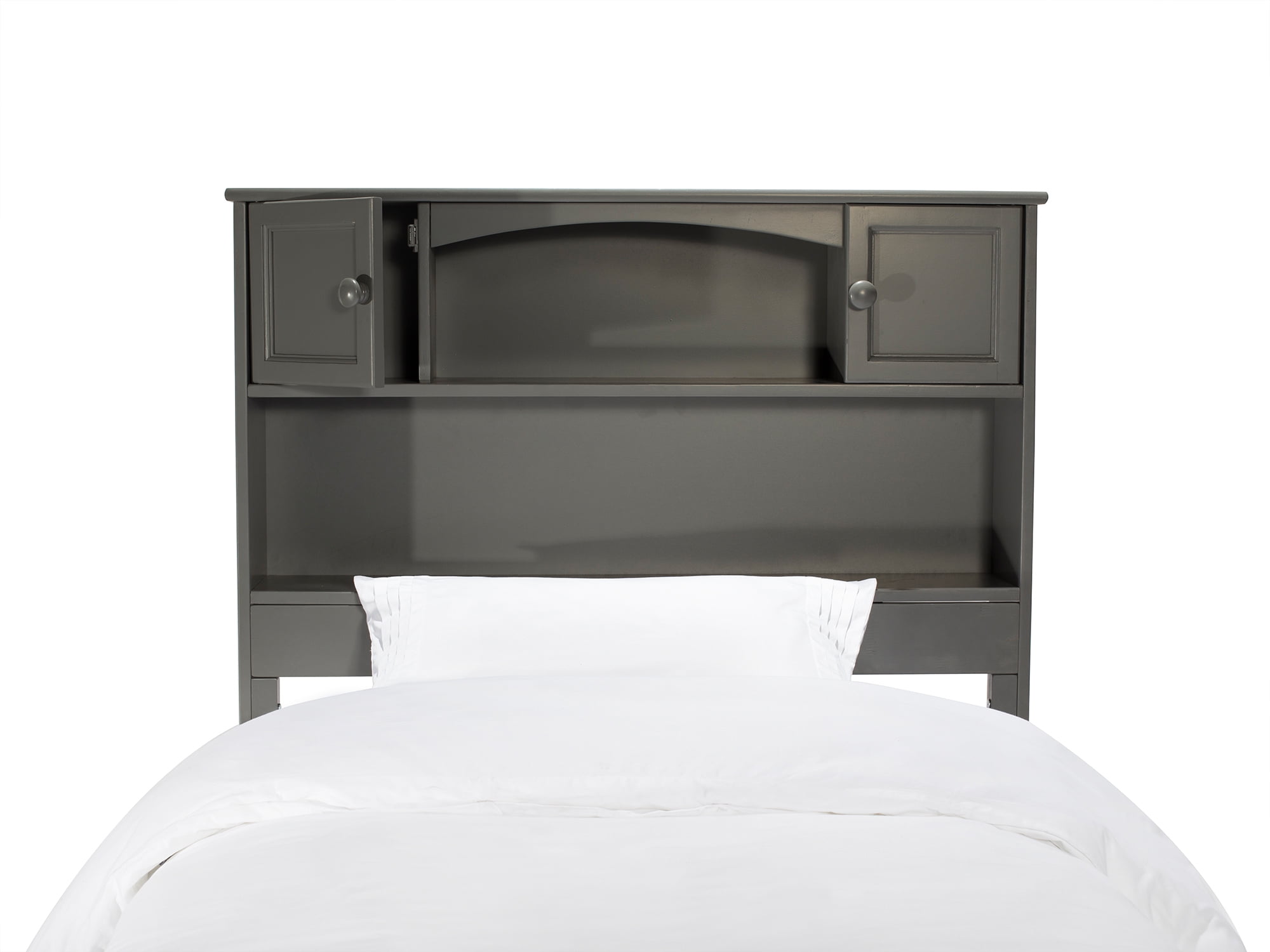 AFI Newport Twin Solid Wood Platform Bed with Footboard & Twin Trundle, Grey