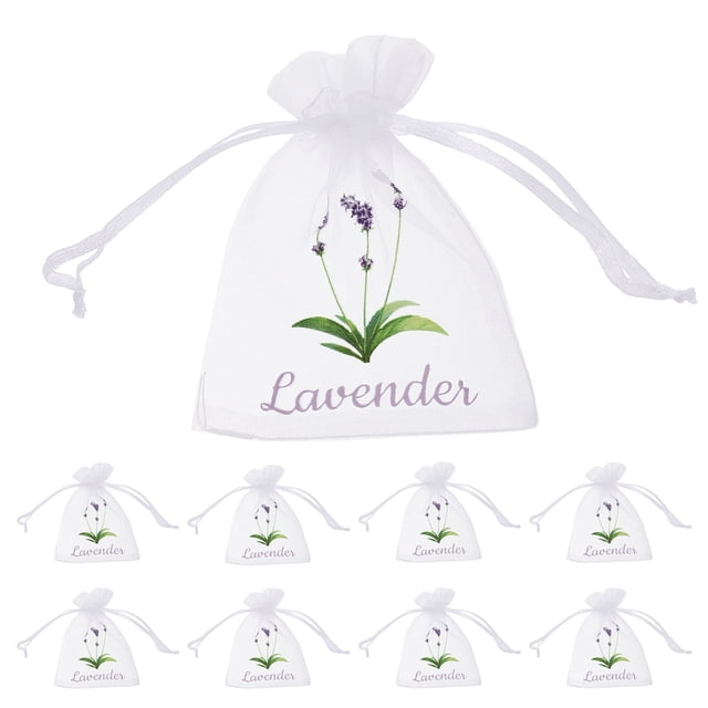 20 bolsitas de lavanda con cordón, bolsas de organza vacías, bolsas de organza vacías, bolsas de gasa para lavanda, hierbas, especias, color blanco