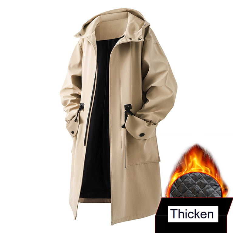 Zedker Winter Pea Coat for Men Wool Blend Trench Coat Windproof