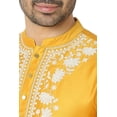 thumbnail image 5 of In-Sattva Men's Festive Rich Embellished Handcrafted Knee-Length Kurta Tunic; Gold Mustard; SM, 5 of 6