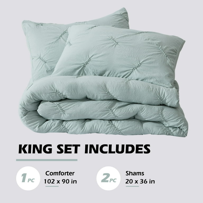 SEMECH Pinch Pleat King Comforter Set, Ultra-Soft Microfiber Bedding  Comforters Sets, 3 Piece Aqua King Size Comforter Set with 2 Shams (Dusty  Jade,