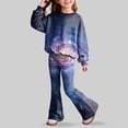 thumbnail image 5 of Ccpelsie Toddler Baby Girl Clothes Fall Winter Kids Outfit Floral Crewneck Sweatshirt Bell Bottom Pants Set(Pink,4-5 Years), 5 of 8