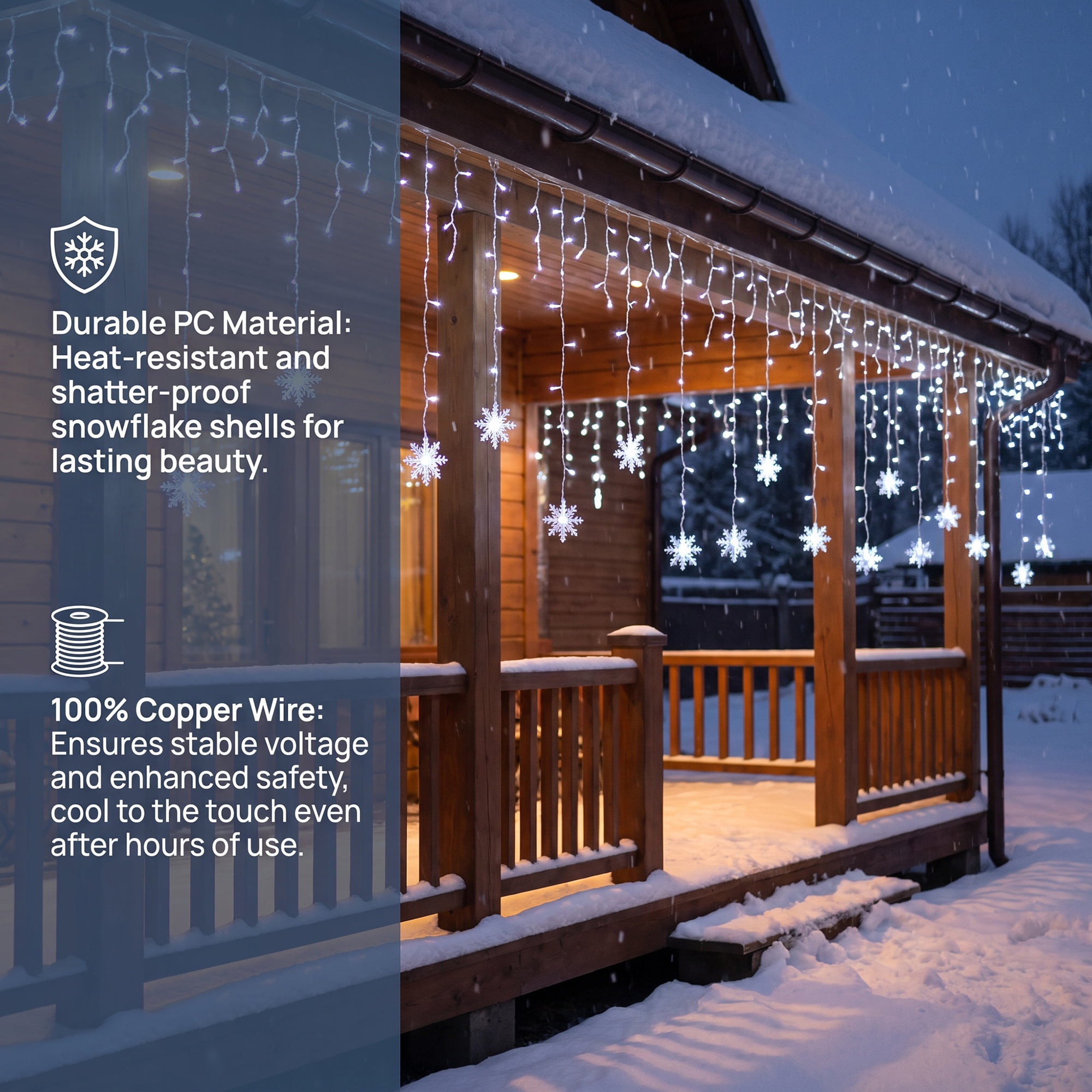 Unique Bargains 3D Snowflake Decor Lights for Indoor Romantic Winter Decorations 3.5 ft White EU Plug In Powers Steady On and Twinkle Lights