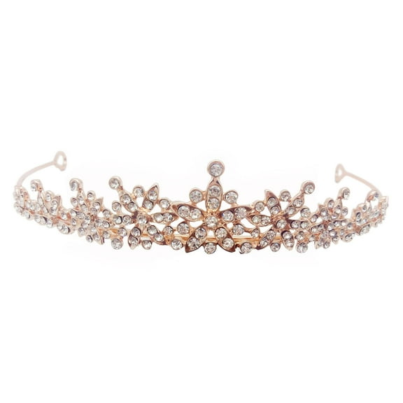 SSKFHGI Style 2 Rose Gold Pearl Crown Alloy Diamond Headband Rhinestone Princess Birthday Wedding Headdress