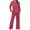 Watermelon Red, variant on Aoujea Save up to 50% Womens Sweatsuits Plus Size Fashion Solid Color Round Neck Long Sleeve Side Split Pants Set Gift for Women