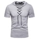 thumbnail image 1 of Ceisia Men's Slim Fit Short Sleeve Hooded Top Ribbed Texture Lace-Up Design Spring Summer Shirt Gift, 1 of 7