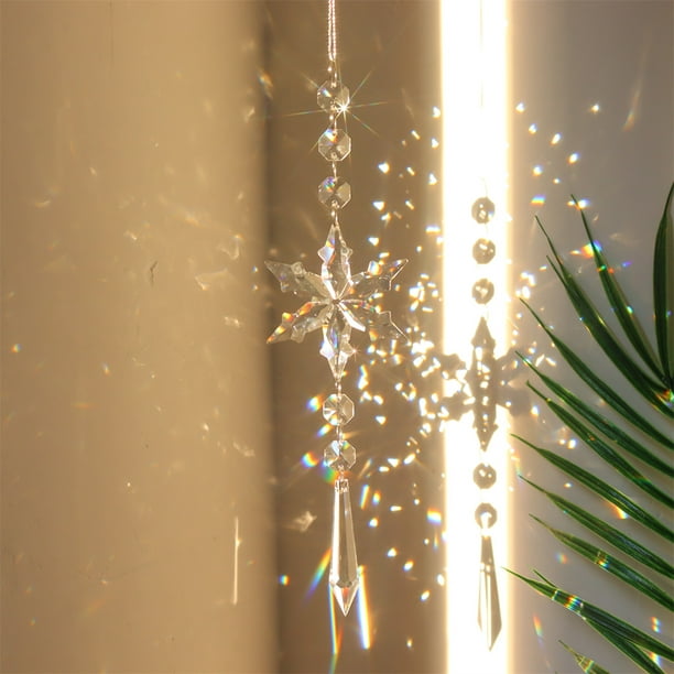 Lot de 6 attrape-soleil avec cristaux prisme de fenêtre d'intérieur attrape- soleil pour la maison, le jardin, Noël 