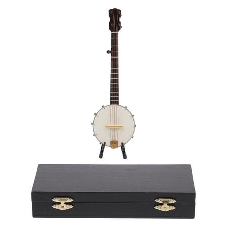 

1 Set Simulation Mini Banjo Model Decoration With Shelf And Box (Assorted Color)