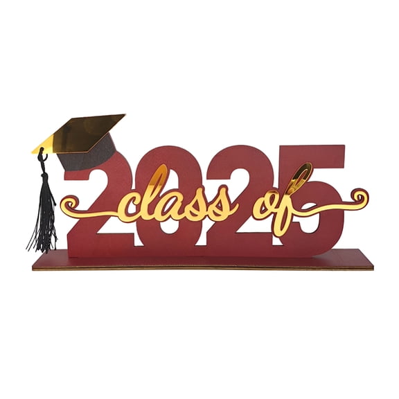 XIBUFE 2026 New Graduation Decoration Elegant Red and Gold Table Centerpiece with Cap and Tassel Design for Graduation Parties, Ceremonies, Celebrations, Home Decor, Event Tables