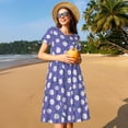 thumbnail image 4 of Naloa Daisies Flowers Print Womens Summer A-Line Dress with Pockets,Short Sleeve Dresses,Flowy Beach Swing Dress for Vacation Travel, 4 of 6