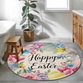 thumbnail image 3 of Round Area Rug 3.3 Ft, Easter Washable Non-Slip Circle Carpet for Living Room/Bedroom, Colorful Flowers Eggs Tulips Daisy Vintage Floral Low-Profile Small Kitchen Mats Collection Rugs for Indoor, 3 of 8