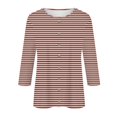 thumbnail image 5 of QUNYINEY Yellow Womens T Shirts Crew Neck Long Sleeve Casual Striped Tops Drop Shoulder Button Down Loose T-Shirts, 5 of 5