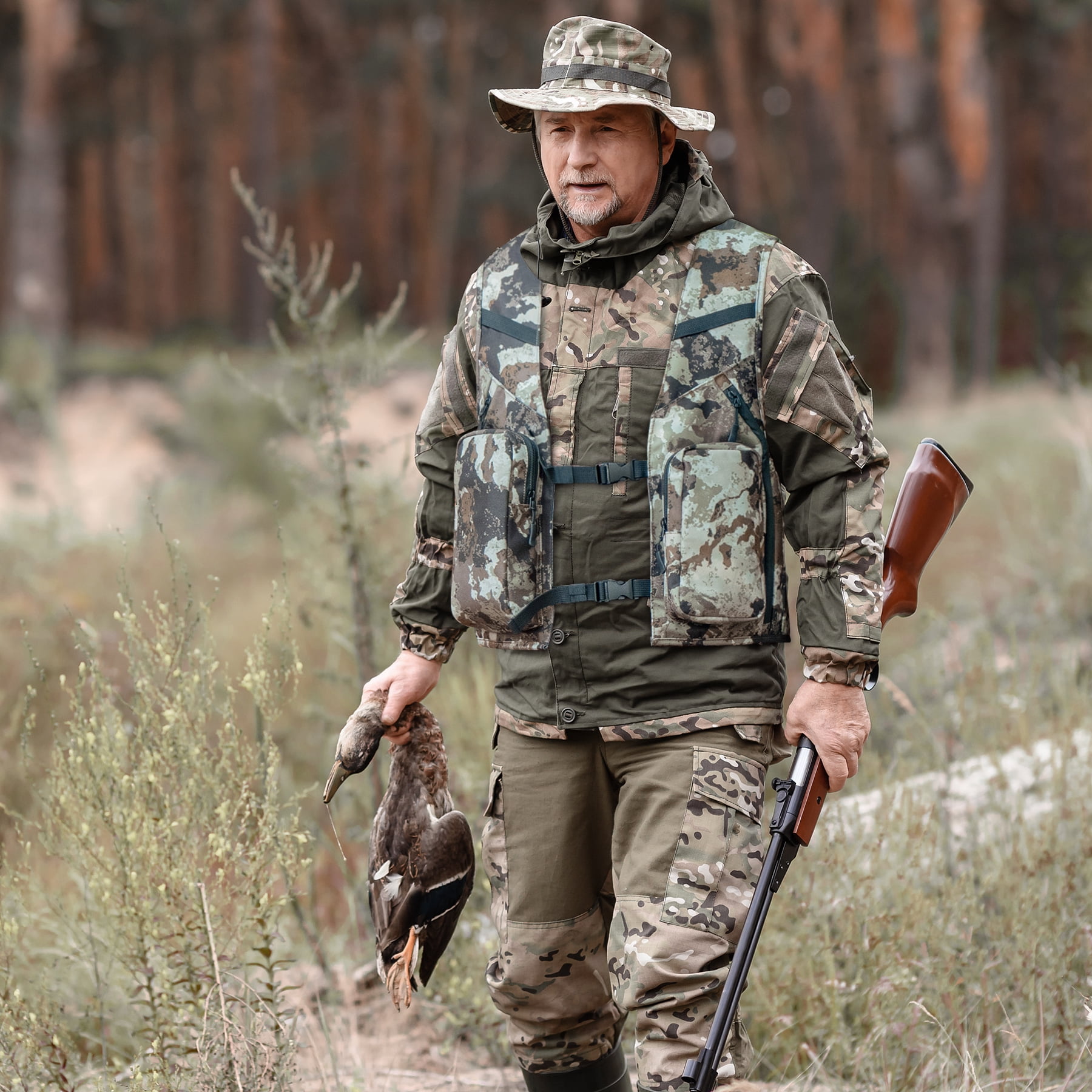 WTVIDAS Hunting Vest with Detachable Seat Cushion Camo Turkey Vest with Backpack Hunting Gear for Deer Turkey Fishing