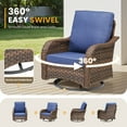 thumbnail image 3 of PARKWELL Outdoor 360° Swivel & Glider Wicker Chairs Set with Footrests, 5-Piece All-Weather Rattan Patio Conversation Furniture Set with Cushions for Porch Deck Backyard, Blue, 3 of 12