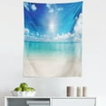 thumbnail image 1 of Landscape Tapestry, Sky and Sea Landscape Sand Tropical Beach Clouds Sun Hot Heaven Summer, Fabric Wall Hanging Decor for Bedroom Living Room Dorm, 5 Sizes, Cream Turquoise White, by Ambesonne, 1 of 1