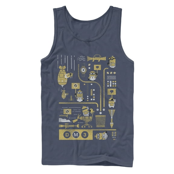 Men's Despicable Me 3 Minion Lab Work  Tank Top Navy Blue Medium