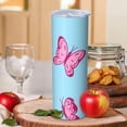thumbnail image 2 of Butterfly 20 Oz Stainless Steel Skinny Tumbler – Vacuum Insulated Slim Travel Cup with Lid & Stainless Steel Straw, 360° Full Wrap Printed Tumbler for Home, Office & Outdoor Use, Spring, 2 of 6