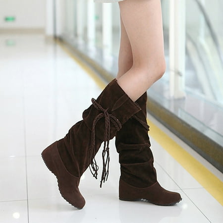 

Tejiojio Clearance Women Fashion Over The Knee Boots Pointed Toe Warm Snow Boots