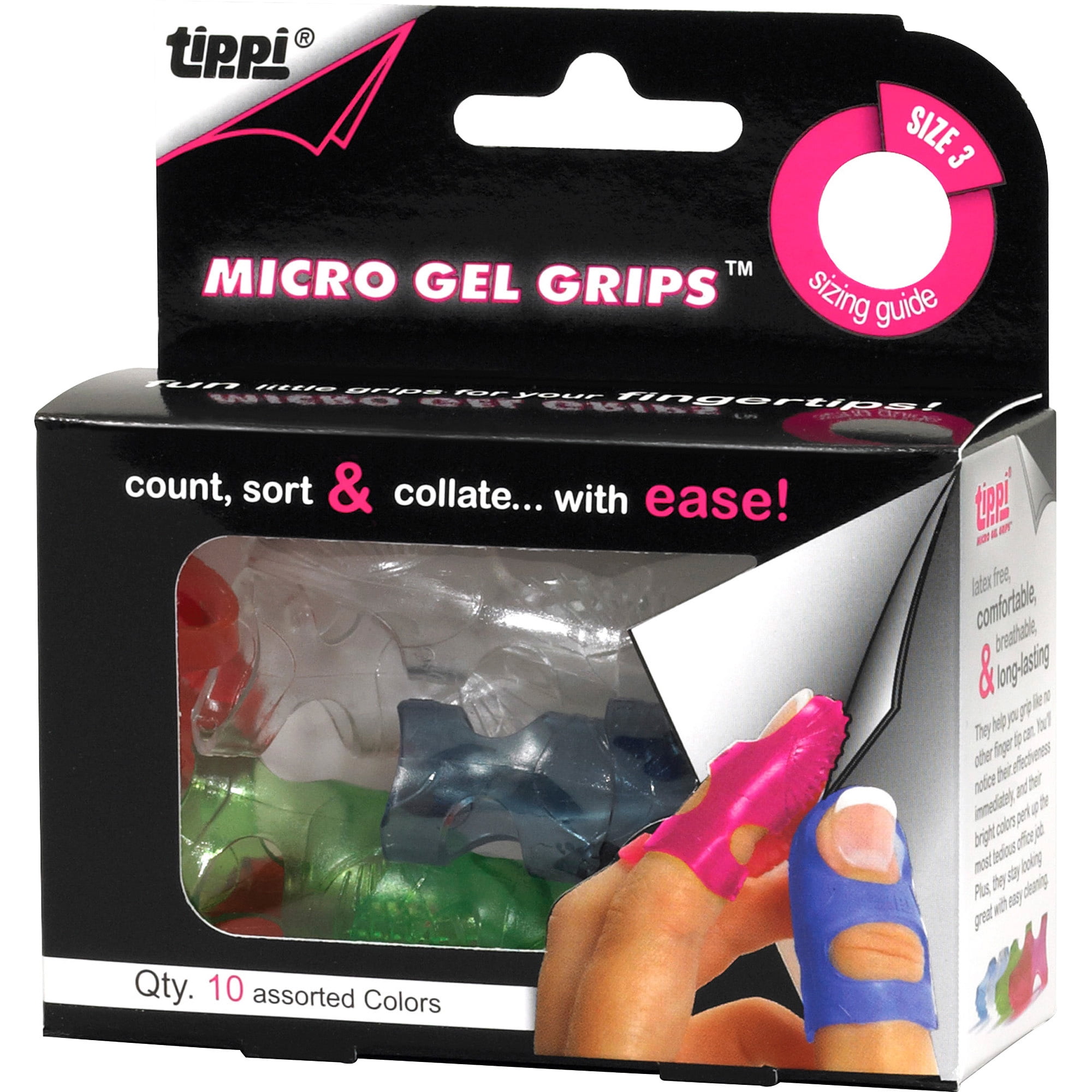 S61030 10 Pack Lee Tippi Micro Gel Fingertip Grips Size 3 Extra Small 