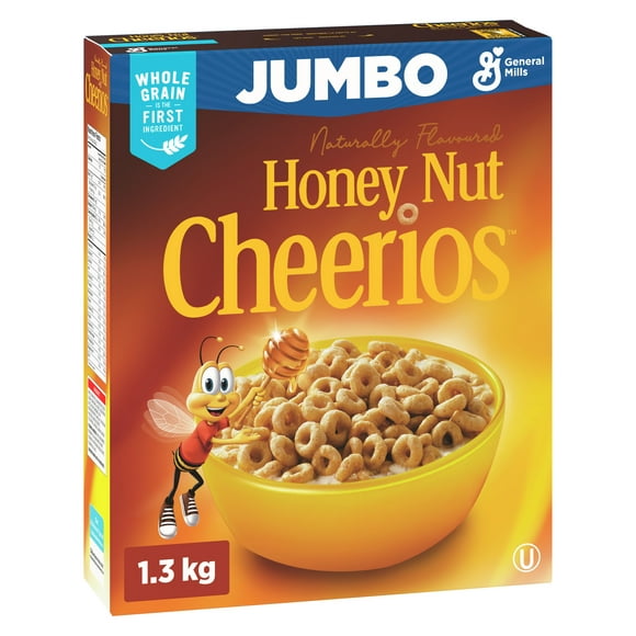 Honey Nut Cheerios Breakfast Cereal, Jumbo Size, Whole Grains, 650 g, 2 ct, 1.3 kg