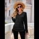thumbnail image 4 of Camisetas para Mujer, Larga, Cuello en V, Básicas, Informales, Holgadas, Suaves, para Otoño. Negro L, 4 of 10