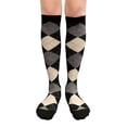 thumbnail image 2 of COUVER Women’s Stylish Argyle Knee High Socks, 2 Pairs, Black Gray Cream, 2 of 7