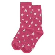 Hot Sox Kids Glow In The Dark Stars Crew Socks, M/L, Magenta