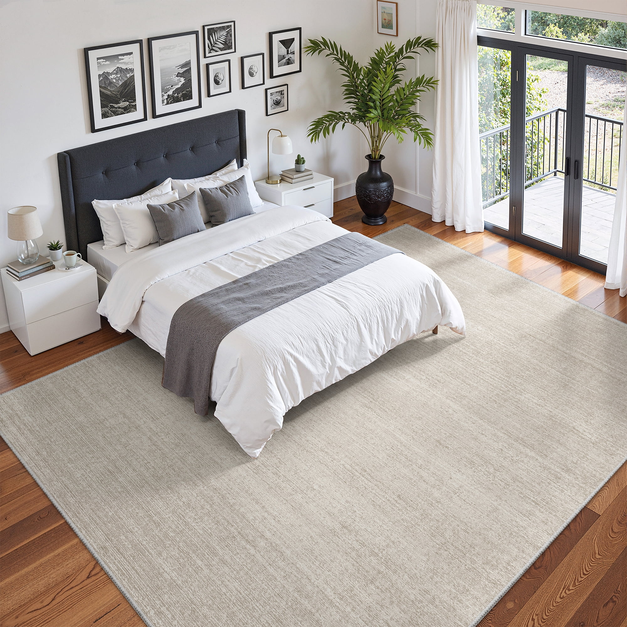 Roxstand TPR Non-Slip Area Rug Washable Soft Carpet for Living Room Bedroom Kitchen Hallway Entryway Home Decor Floor Mat, 9x12 ft, Beige