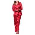 thumbnail image 2 of Conjunto de pijama de seda satinada para mujer, ropa de dormir elegante, informal, a la moda, para estar en casa, novedad, 2 of 4