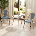 thumbnail image 2 of Gymax Outdoor French Bistro Chairs 2 PCS w/ Armrests Galvanized Metal Frame Blue & White, 2 of 7