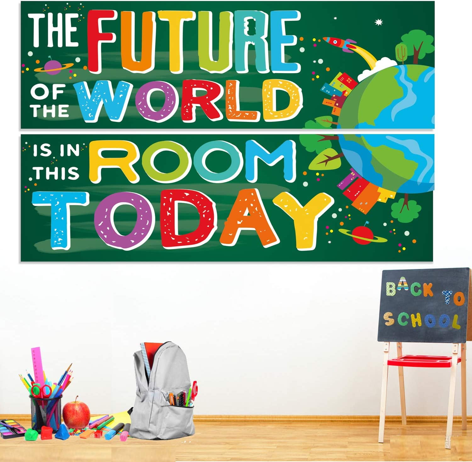 2 Pack Classroom Banner Poster Decorations for Teachers - Positive