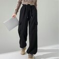 thumbnail image 4 of Kmdttou Cargo Pants Women Baggy Plus Size Solid Color Fashion Casual Loose Broad Leg Full Length Pants, 4 of 7