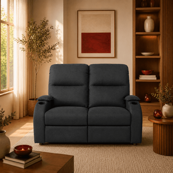 Sillón Reclinable Doble 284.5 Sport, Atlas del Descanso Color Gris Oxford Con Portavasos