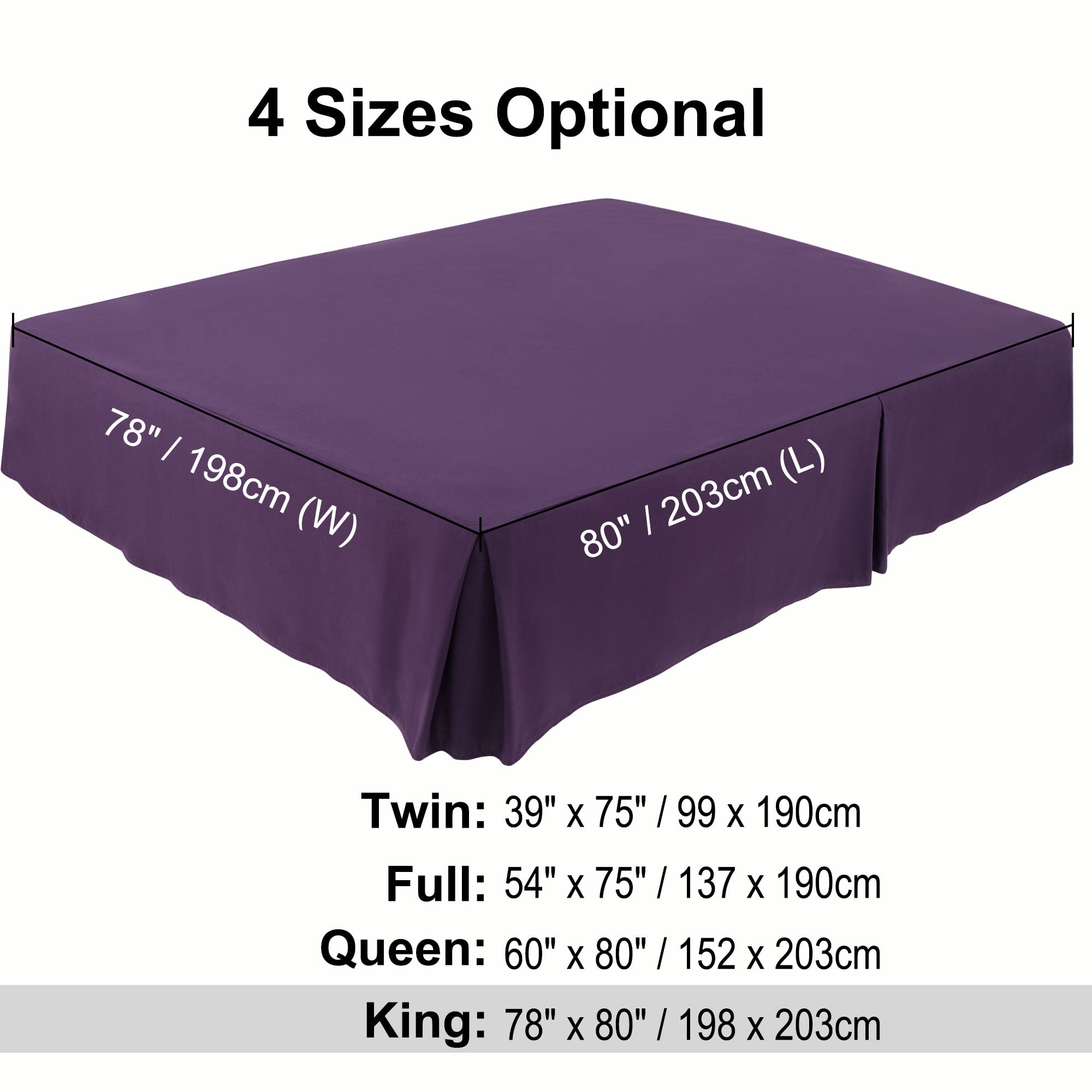 PiccoCasa Microfiber Bed Skirt 16" Drop Pleated Tailored Styling Ruffled, Queen Dark Purple