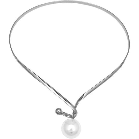 Pearl Choker Necklace for Women Single Big Pearl Pendant Necklaces Gold Sliver Collar Choker Necklace Prom Party Wedding Pearls Jewelry Gift for Women