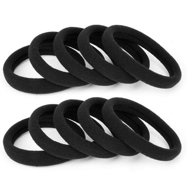 100PCS Large Black Hair Ties Band – Thick Cotton Seamless Ponytail Holders – Hair Elastics Hair Bands for Thick Heavy and Curly Hair (2 Inch in Diameter)