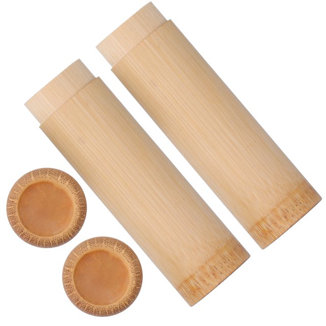 Caja de té redonda, 2 piezas, recipiente de bambú ecológico para almacenar especias, cilindro de almacenamiento de té hecho para durar