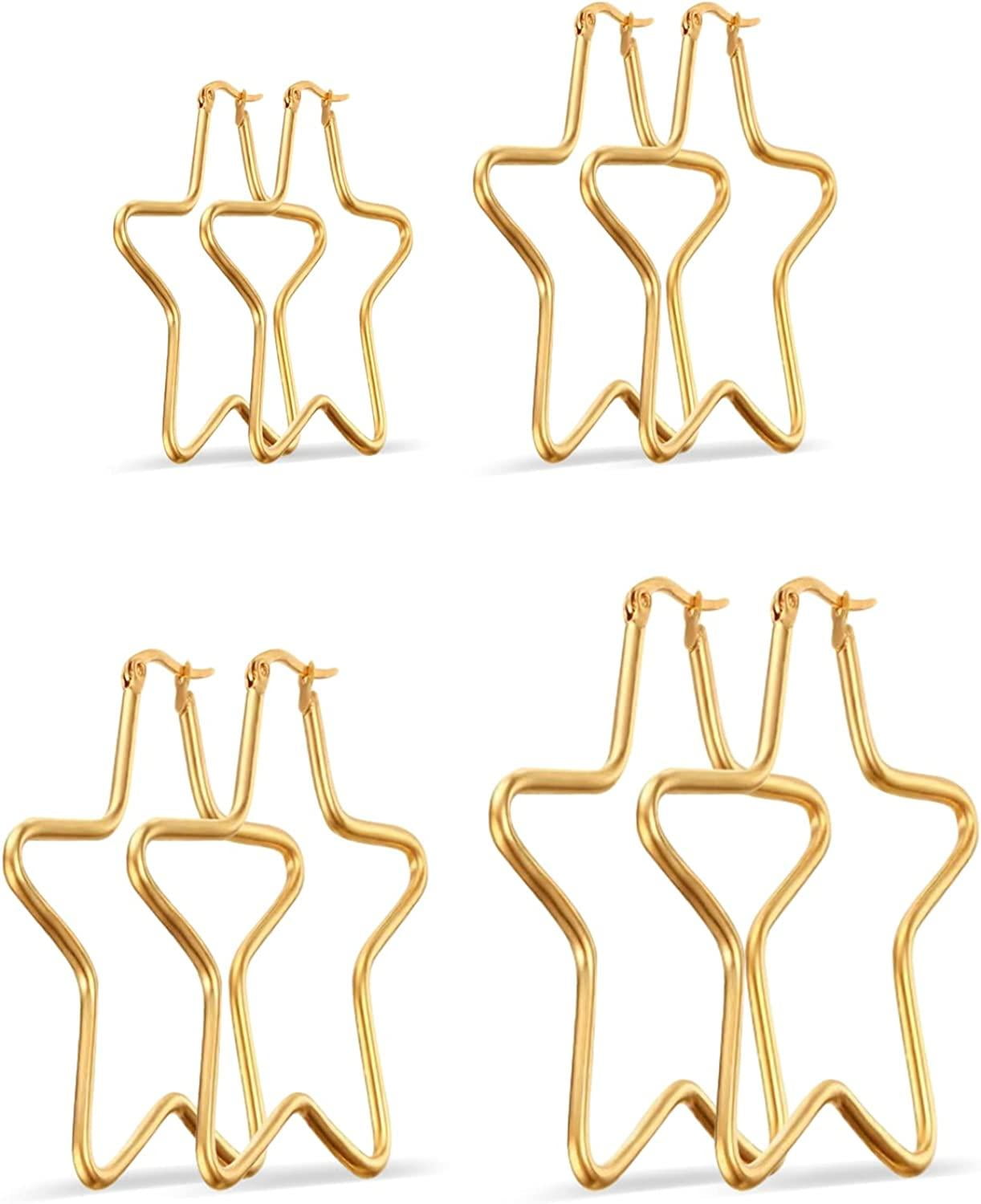 JeenMata 6 Pairs Women Earrings MultiPack Gift Set In Yellow Gold Plating, Multipack Lightweight, Hoop Huggies Twist Huggie Earrings For Daily Office Wear - Foto 3