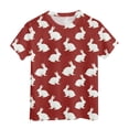 thumbnail image 4 of Hessimy Girls Lace Short Sleeve T Shirts Kids Summer Crewneck Tunic Tops Curved Hem(Wine,6-7 Years), 4 of 6