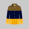 thumbnail image 3 of qafoshin Womens Blouses Button-Up Turn Down Collar Long Sleeve Summer Tops Loose Striped Printed Shirts, 3 of 5