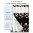 thumbnail image 4 of No Hook Shower Curtain with Snap-in Liner, Black Spring Floral Waterproof Fabric Bathroom Curtains, Elegant Flowers Farmhouse Botanical Bath Curtains & Mesh Top Window 66"x72", 4 of 9