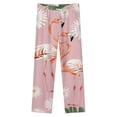 thumbnail image 4 of Flamingo Floral Pattern Winter Female Pants Flannel High Waist Women Pants Lady Warm Straight Leg Plush Trousers, 4 of 7