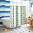 thumbnail image 3 of No Hook Shower Curtain, Green Stripes Shower Curtains for Bathroom with See Through Top Window, Farmhouse Modern Abstract Art Waterproof & Washable Bath Curtain Stall 48"x72", 3 of 5
