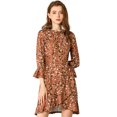 thumbnail image 1 of INSPIRE CHIC Vestido De Patinadora Leopardo Dobladillo Asimétrico 3/4 Mangas De Campana Para Mujer Marrón XS, 1 of 6