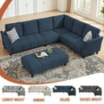 thumbnail image 3 of Pingliang Home 102" Convertible Sectional Sofa with Long Ottoman,Upholstered Oversized Modern 6 Seat L Shaped Couch Corner Sofa with Back Cushions for Living Room Apartment Office Studio, 3 of 10