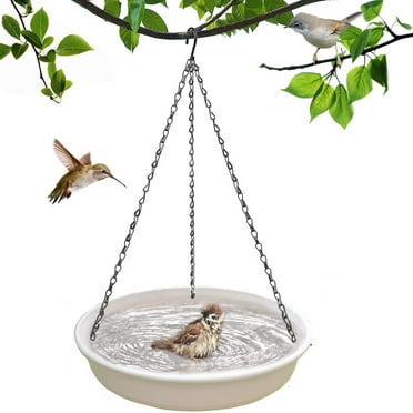 Hanging Bird Bath for Outdoor,Happon Hanging Bird Feeder Bird Bath Tray with Hook and Chain,Bird Feeder Birdbath Bowlfor Outdoor Garden Yard Patio