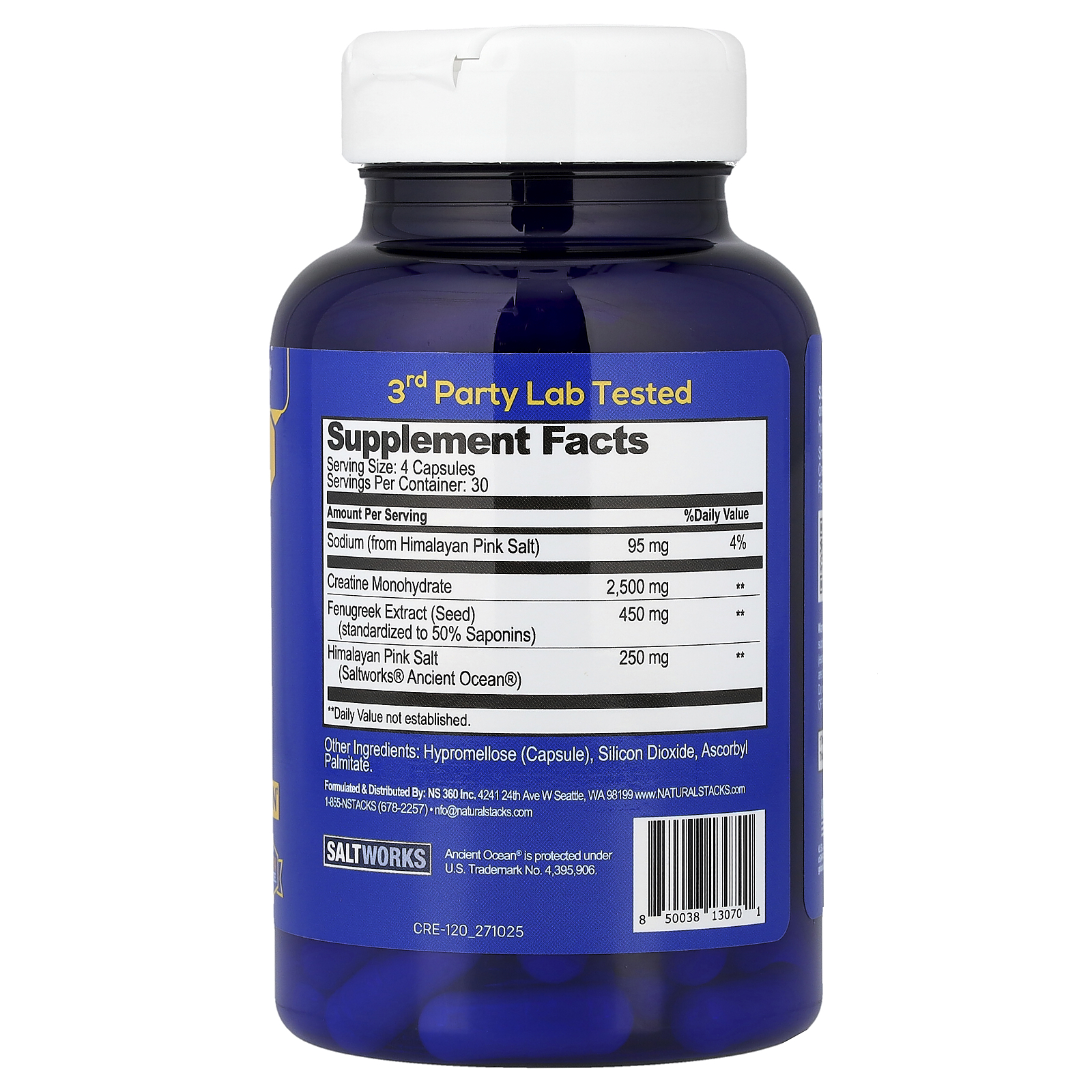 Natural Stacks Smart Creatine, 120 cápsulas veganas 4
