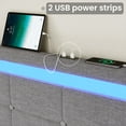 thumbnail image 5 of Full Size Bed Frame with 4 Storage Drawers & LED Lights Headboard, Platform Bed Frame with 2 USB Charging Station and Upholstered Headboard,Light Grey, 5 of 9