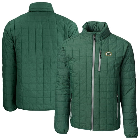 Men's Cutter & Buck Hunter Green Green Bay Packers Rainier PrimaLoft Eco Insulated Full-Zip Puffer Jacket