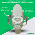 thumbnail image 3 of Essential Medical Supply Raised Elevated Toilet Seat Riser for a Standard Round Bowl with Padded Aluminum Arms for Support and Compatible with Existing Seat, 3 of 8